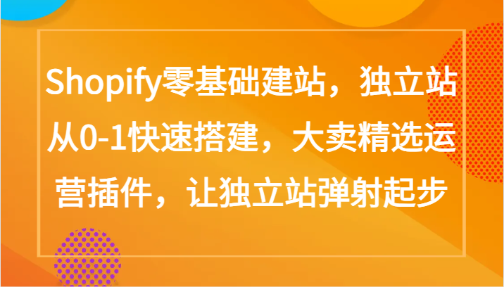 Shopify零基础建站,独立站从0-1快速搭建,大卖精选运营插件,让独立站弹射起步-AI网创
