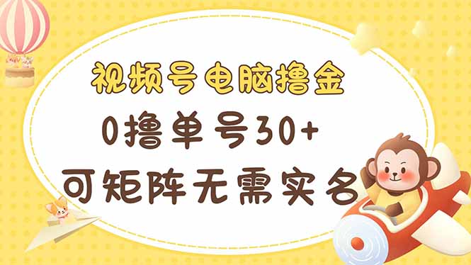 （14220期）视频号电脑撸金 0撸单号30+ 可矩阵 无需实名多号多得-渡鸦网创