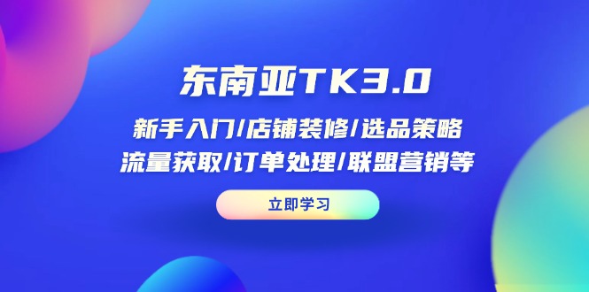 (14208期)东南亚TK3.0:新手入门/店铺装修/选品策略/流量获取/订单处理/联盟营销等-渡鸦网创