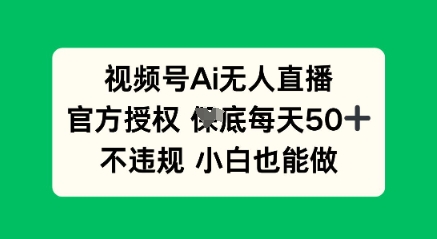 视频号AI无人直播,官方授权 每天50+,不违规 小白也能做-渡鸦网创