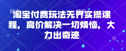 淘宝付费玩法无界实操课程,高价解决一切烦恼,大力出奇迹-渡鸦网创