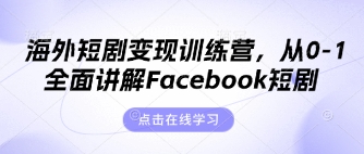 海外短剧变现训练营,从0-1全面讲解Facebook短剧-渡鸦网创