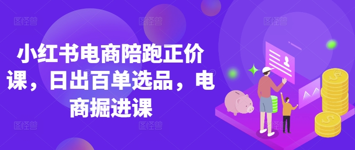 小红书电商陪跑正价课，小红书官方认证电商讲师教学，日出百单选品，电商掘进课-渡鸦网创