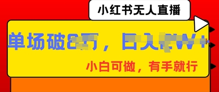 小红书无人直播,纯小白可做,有手就行,单场直播销售额破8w-渡鸦网创
