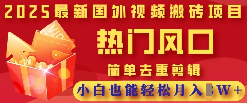 2025最新视频搬砖项目，热门风口，简单去重剪辑，小白也能轻松月入过W-渡鸦网创