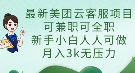 最新美团云客服项目,可兼职可全职,新手小白人人可做,月入3k无压力-渡鸦网创
