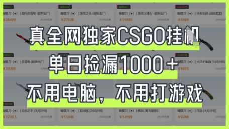 真全网独家CSGO挂G，单日捡漏1k+【揭秘】-渡鸦网创